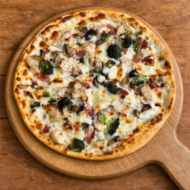 Chicken Alfredo Pizza Medium.