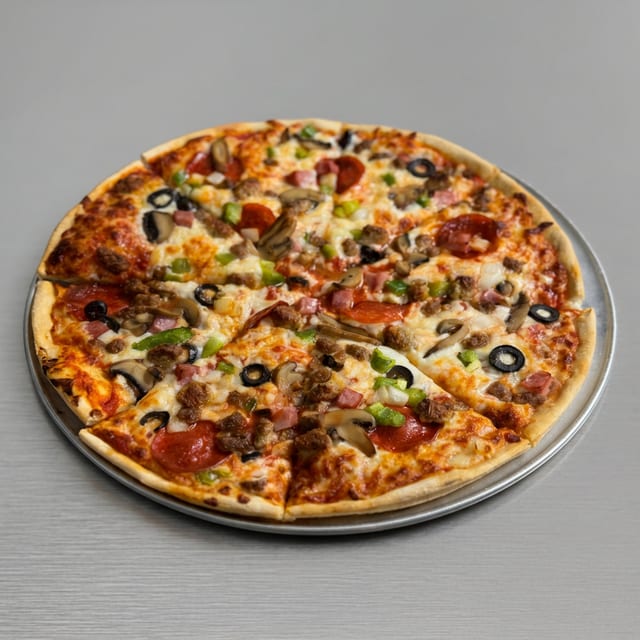 The Works Pizza Large.